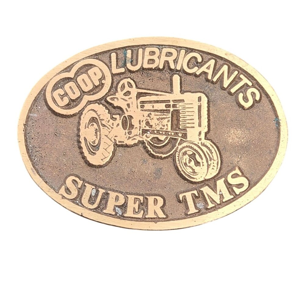 John Deere Belt Buckle Vintage COOP H Tractor Lubricants Super TMS Collectible